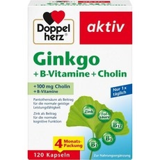 도펠헤르츠 은행나무 + B 비타민 + 콜린 - 판토텐산 함유로 정상적인 정신적 능력에 기여 - 120 캡슐, 1 stuck (120er Pack), 4개, 120정 상세 이미지
