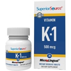 Superior Source 비타민 K1 500mcg, 1개, 90정 상세 이미지