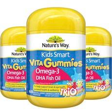 네이쳐스웨이 키즈 스마트 비타 구미스 오메가-3 DHA 피쉬오일 베리 오렌지 & 레몬맛 패스틸, 60정, 3개 이미지