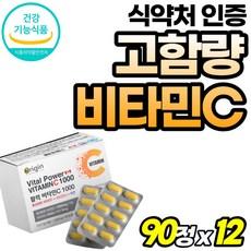 비타민C 항산화제 천연비타민C 식물유래 비타민 아스코르빈산 비타민씨 유기농원료 임산부 비타민C, 90정, 12개 상품 이미지