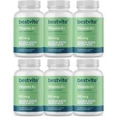 BESTVITE Vitamin K2 100mcg as MK-7 베스트바이트 비타민 K2 100mcg MK7 캡슐, 알약/캡슐, 성인남녀공용, 6개, 120정 상품 이미지