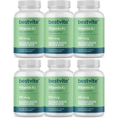 BESTVITE Vitamin K2 100mcg as MK-7 베스트바이트 비타민 K2 100mcg MK7 캡슐, 알약/캡슐, 성인남녀공용, 6개, 120정 상세 이미지