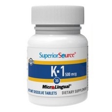 Superior Source Vitamin K1 500mcg 수피리어 소스 비타민 K1 500mcg, 알약/캡슐, 1개, 30정 상세 이미지