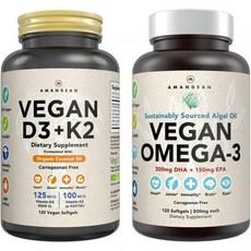 Vegan Powerhouse Combo. Omega-3 from Algal Oil & Vitamin D3 + K2. Plant-Based 5000 iu VIT D from A, Vegan Powerhouse Combo. Omega- 이미지