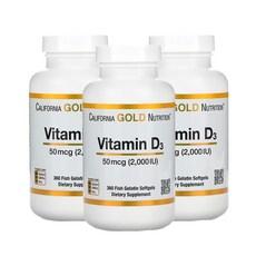 캘리포니아 골드 뉴트리션 California Gold Vitamin D3 비타민D3 50 mcg (2000 IU) 소프트젤 360개입, 360정, 3개 이미지