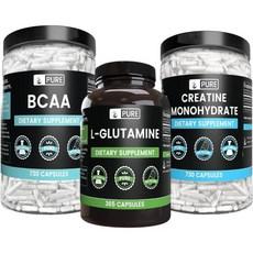 PURE ORIGINAL INGREDIENTS Creatine Monohydrate BCAA & L-Glutamine Capsules Bundle No Fillers Alway, PURE ORIGINAL INGREDIENTS Crea 상품 이미지