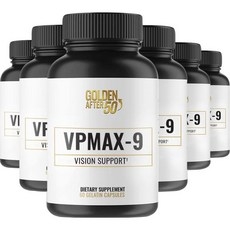 Golden After 50 VpMax-9 - 눈 비타민 루테인 리코펜 및 빌베리 추출물이 함유된 시력 관리 및 항산화 보충제 - 60 젤라틴 캡슐, 60 Count (Pack of 6), 6개, 60정 상세 이미지