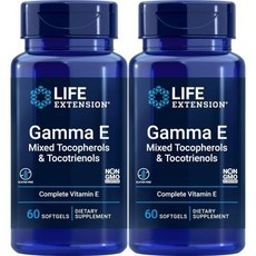 Life Extension 수명 연장 감마 E 혼합 토코페롤 & 토코트리에놀 60 소프트젤 (2팩), 60 카운트(2팩), 표준 포장, 2개, 60정 상세 이미지