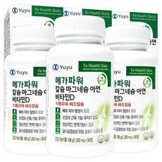 유유제약 메가파워 영국산 해조칼슘 마그네슘 아연 비타민D 90정X3통, 3개, 90정, 90정 이미지