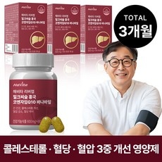 해비타 밀크씨슬 홍국 코엔자임Q10 바나바잎 간건강 콜레스테롤 혈압 혈당케어 영양제, 60정, 3박스 상세 이미지