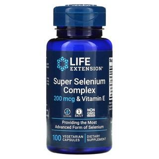 라이프익스텐션 슈퍼 셀레늄 콤플렉스 200mcg & 비타민 E 베지테리안 캡슐, 100정, 1개 상품 이미지