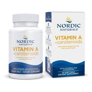 노르딕 내추럴스 비타민 A 1250mg 카로티노이드 아스타잔틴 베타카르틴 30정 세포 정화 눈 건강